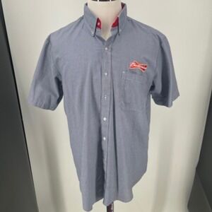 Budweiser Beer Embroidered Logo Shirt MENS Short Sleeve Button Down Casual XL